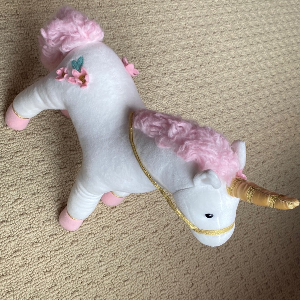 Gund pink white unicorn gold plush